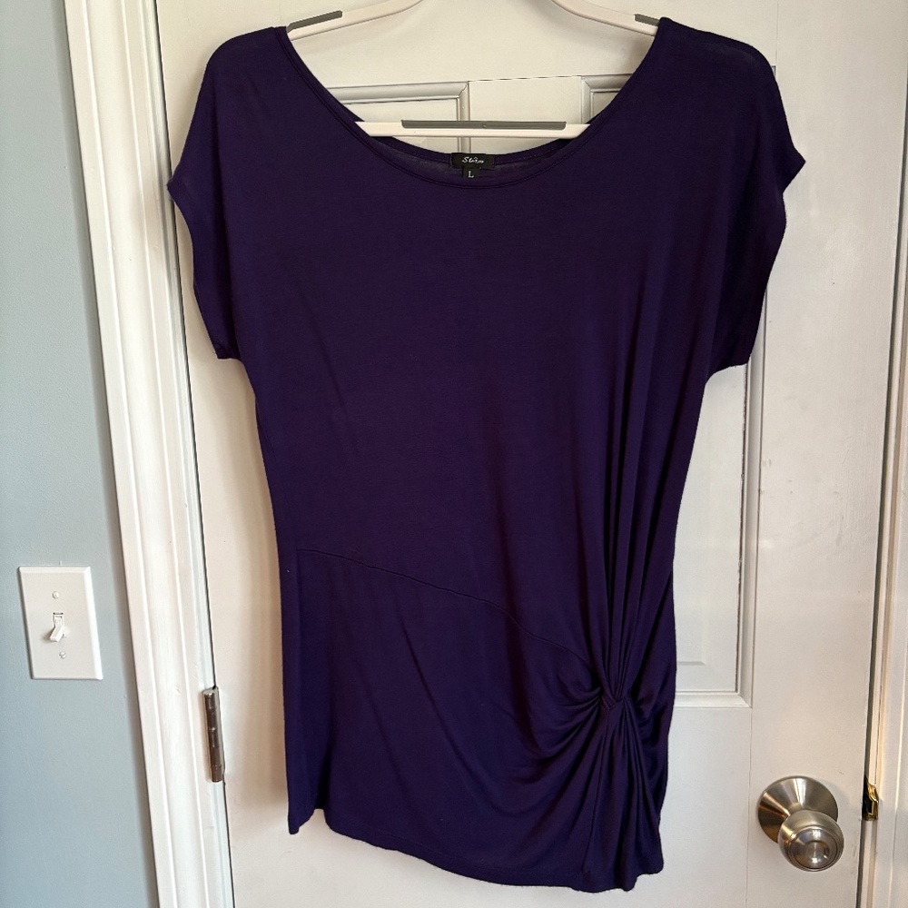 Deep purple side twist top, size L